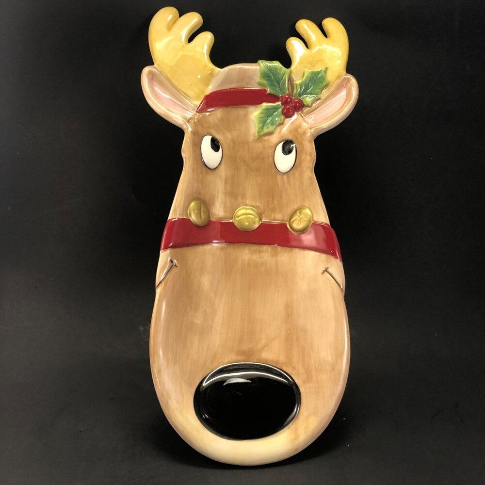 Fitz and Floyd "Snack Therapy" Reindeer Plate Vtg